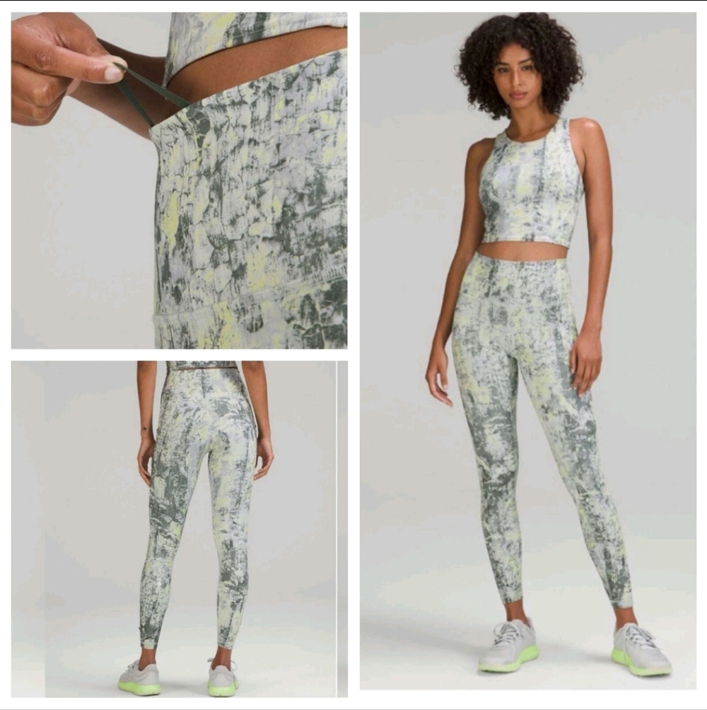 lululemon athletica High-Rise Marble Print Leggings in Light Green and Gray